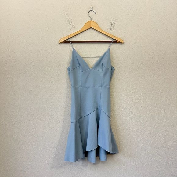 ELLIATT Spaghetti Strap Arch Ruffled Mini Dress in Baby Blue - Picture 1 of 15